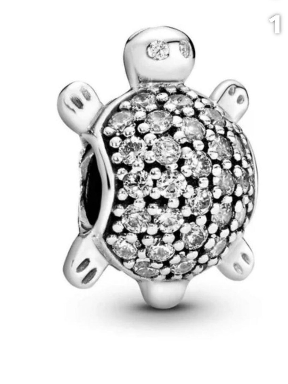 Pandora Silver Turtle with stones Bead Charm in box